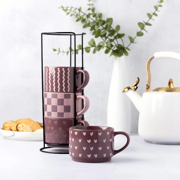 Thyme & Table Purple Stacking Mugs 4-Pack deal
