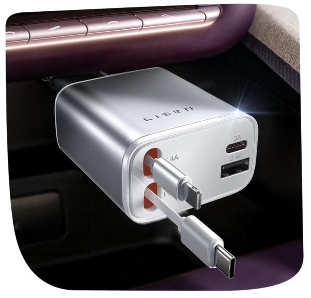 LISEN for iPhone 17 Retractable Car Charger